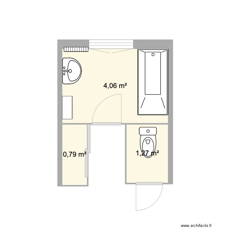 Chenu avant. Plan de 3 pièces et 6 m2