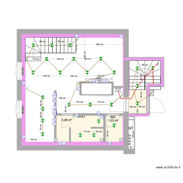 Appt C électricité. Plan de 5 pièces et 9 m2
