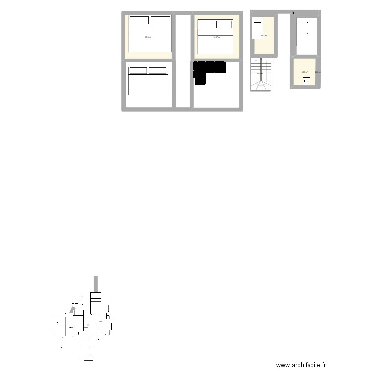 maison. Plan de 6 pièces et 44 m2