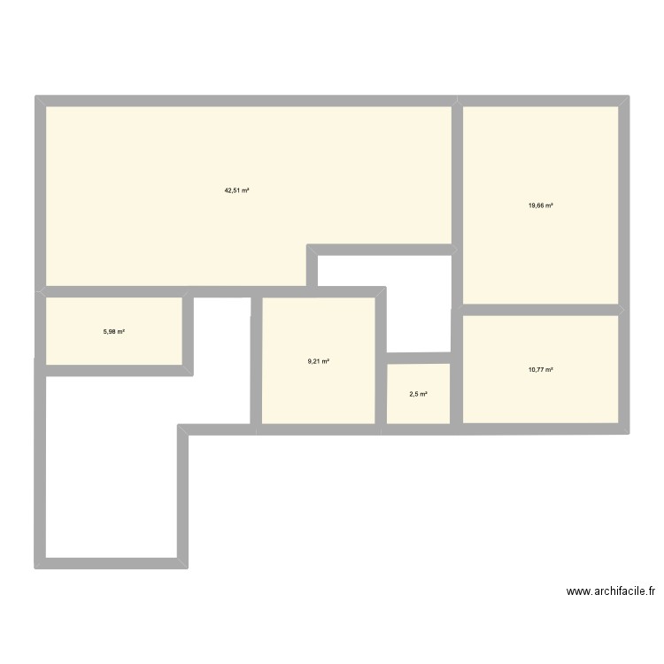 V222. Plan de 6 pièces et 91 m2