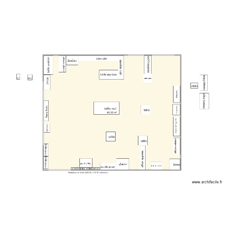 pau casals. Plan de 1 pièce et 60 m2