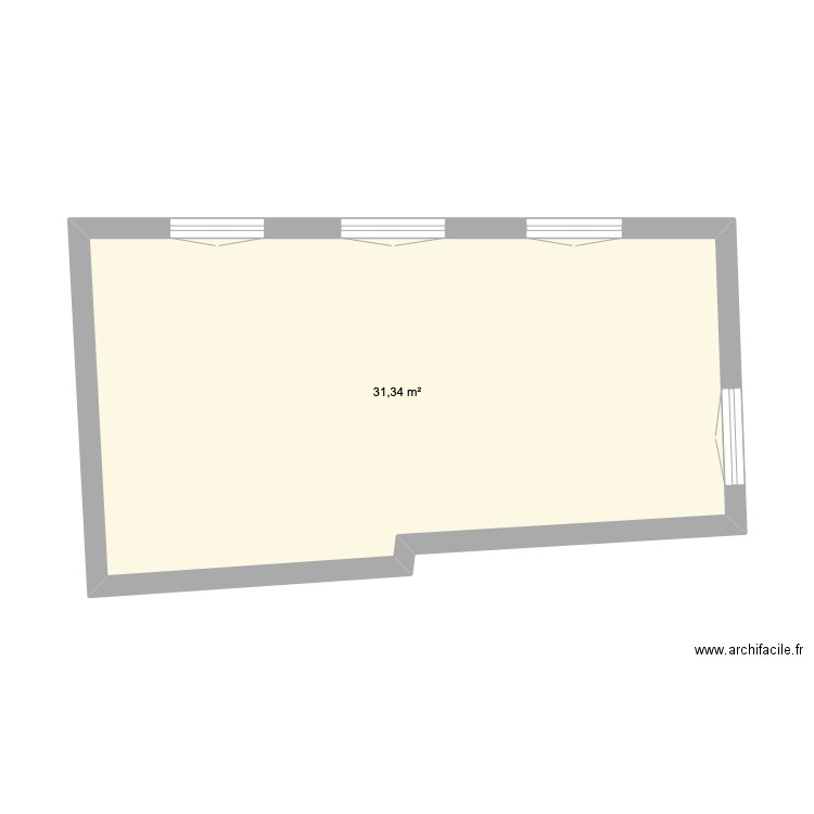 apart str. Plan de 1 pièce et 31 m2