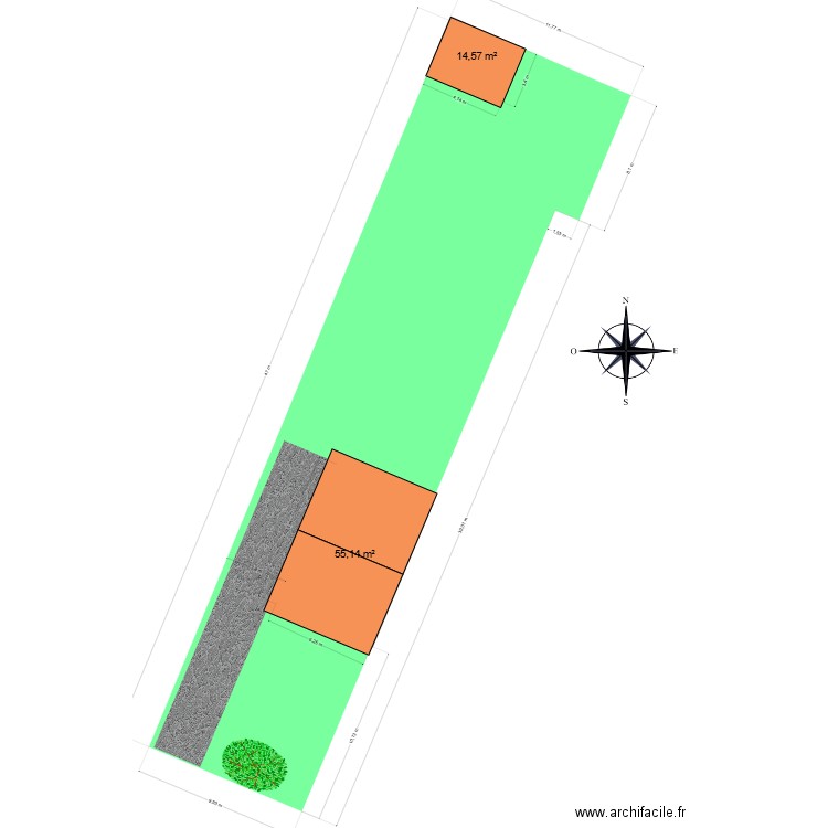 SGDB cadastre2. Plan de 2 pièces et 70 m2