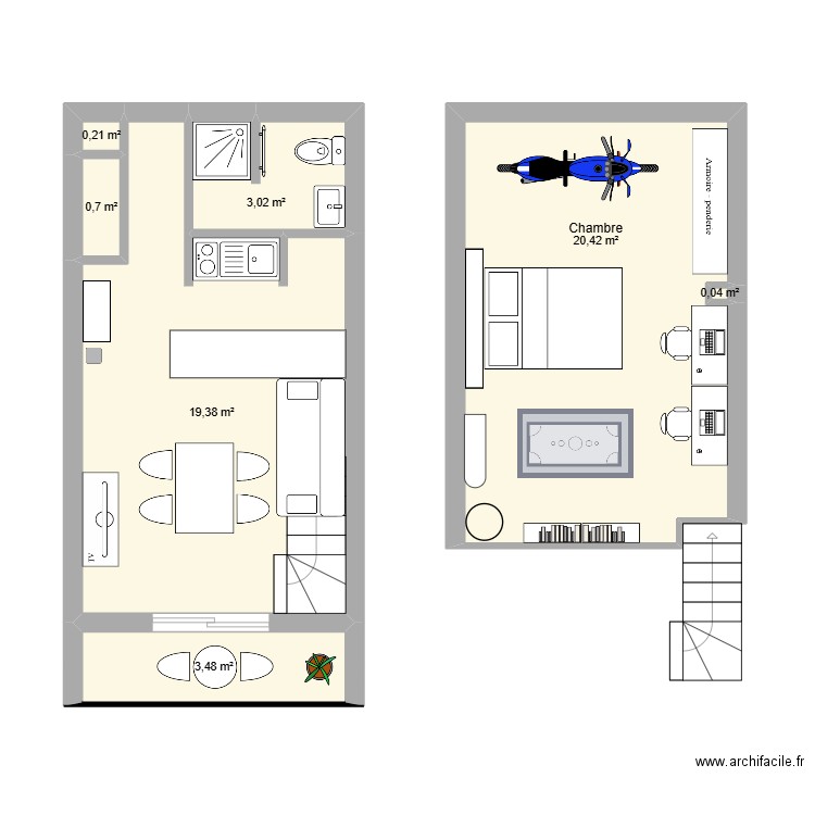 Notre Appart. Plan de 7 pièces et 47 m2