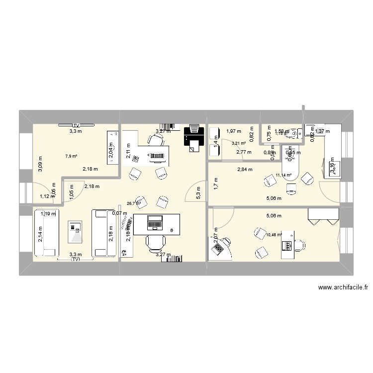 Négocity 3. Plan de 6 pièces et 61 m2