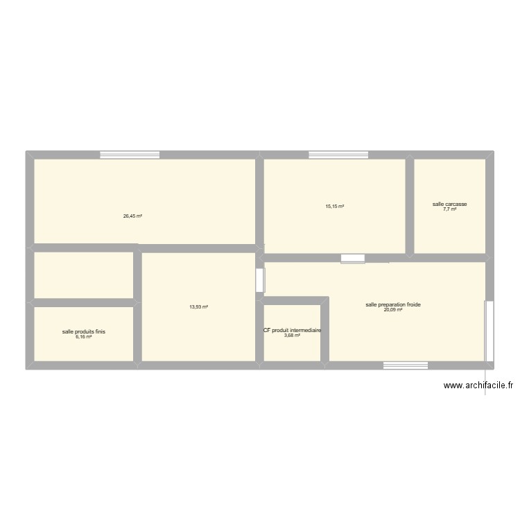 labo. Plan de 7 pièces et 93 m2