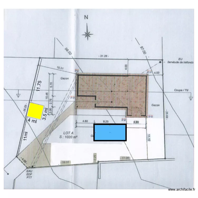 Plan d'implantation. Plan de 1 et 32 m² Plan d'implantation. Plan de 1 et 32 m²