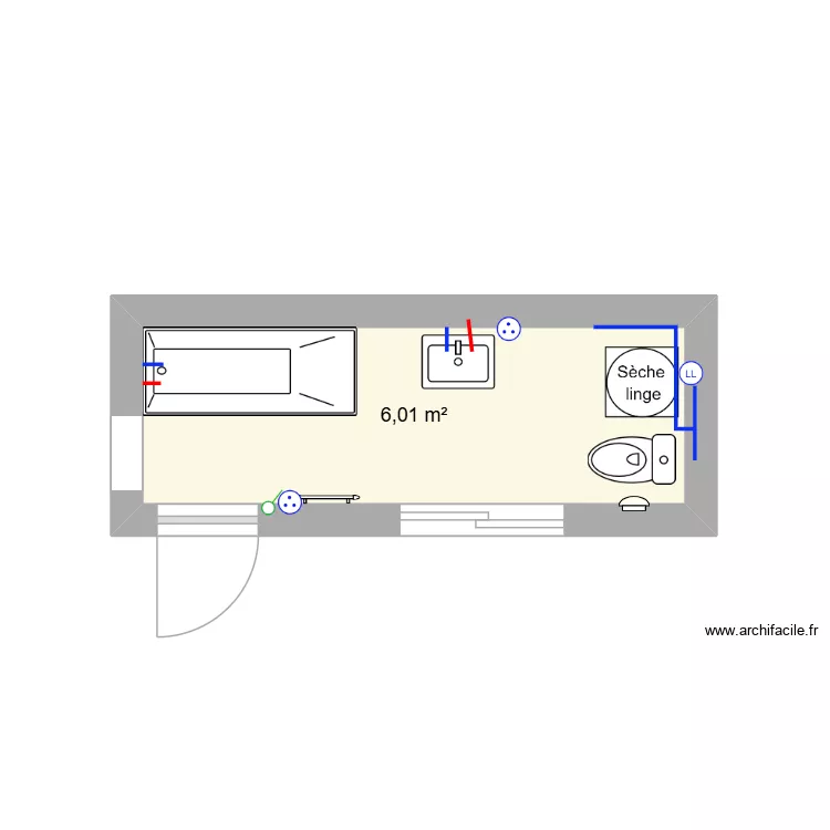 SDB EXT. Plan de 1  et 6 m²