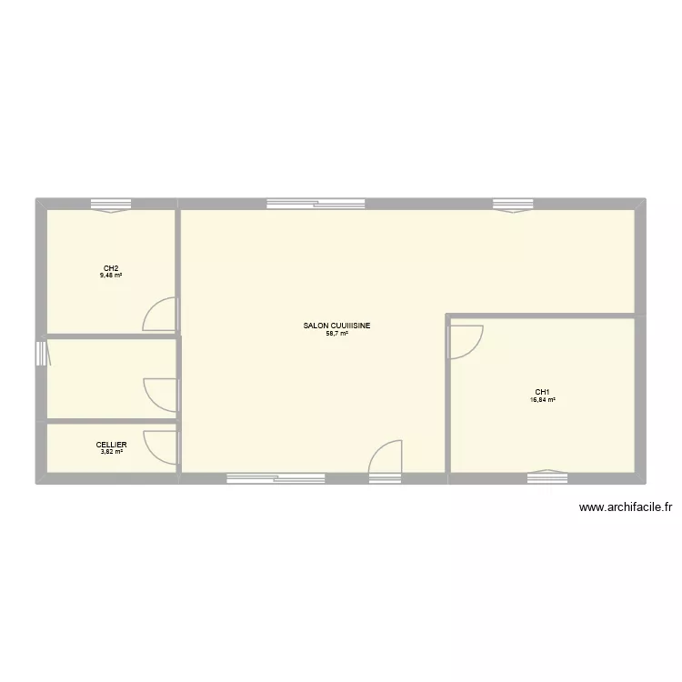 maison 90m2. Plan de 6  et 89 m²