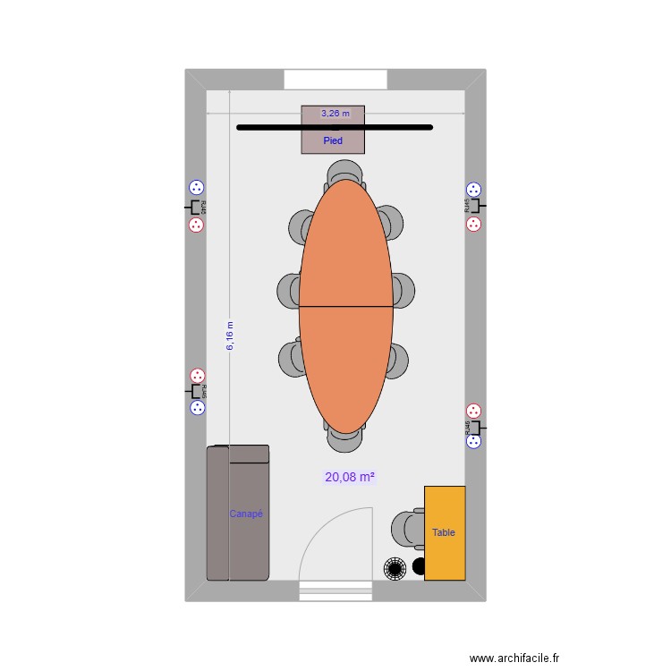 Salle Visio 304. Plan de 1 pièce et 20 m2