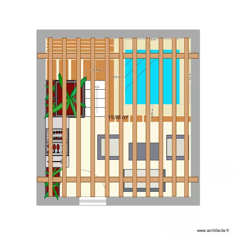 Essai terrasse. Plan de 1  et 20 m²