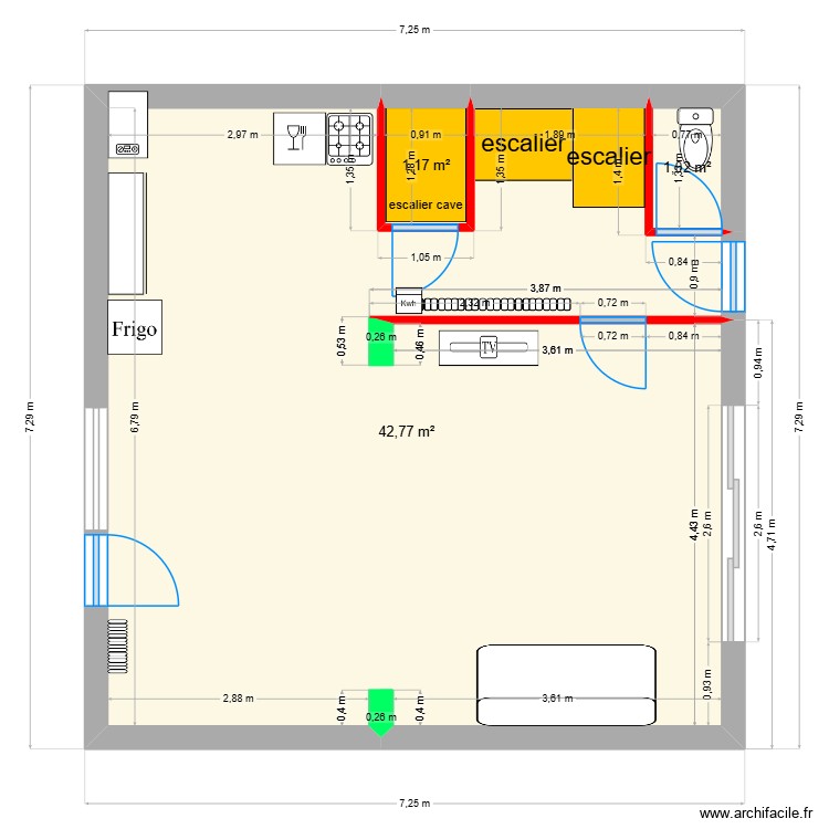 RDC maison Travaux. Plan de 0 pièce et 0 m2