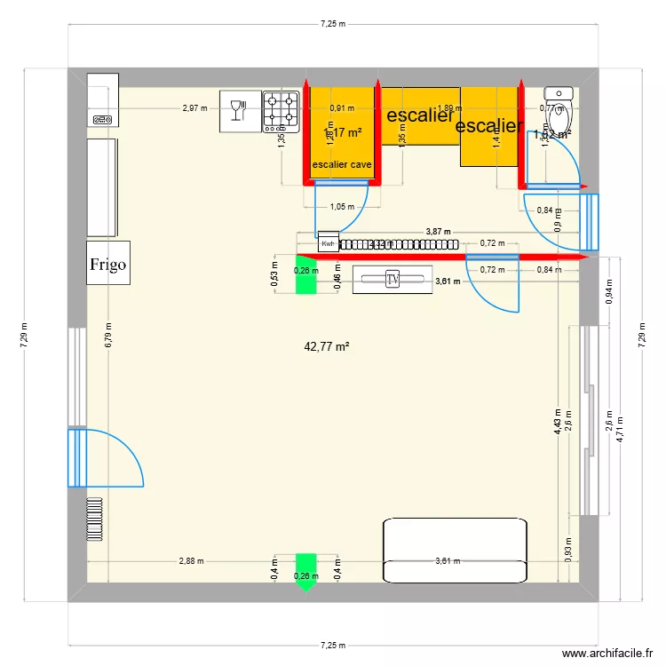 RDC maison Travaux. Plan de 3 et 45 m² RDC maison Travaux. Plan de 3 et 45 m²