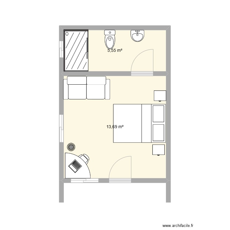 casita campo turista. Plan de 2 pièces et 19 m2