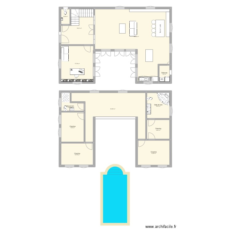 Plan_bas. Plan de 12 pièces et 181 m2
