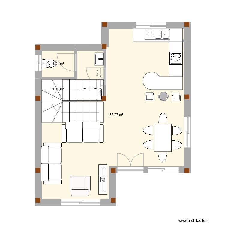 maison mornag. Plan de 3 pièces et 41 m2