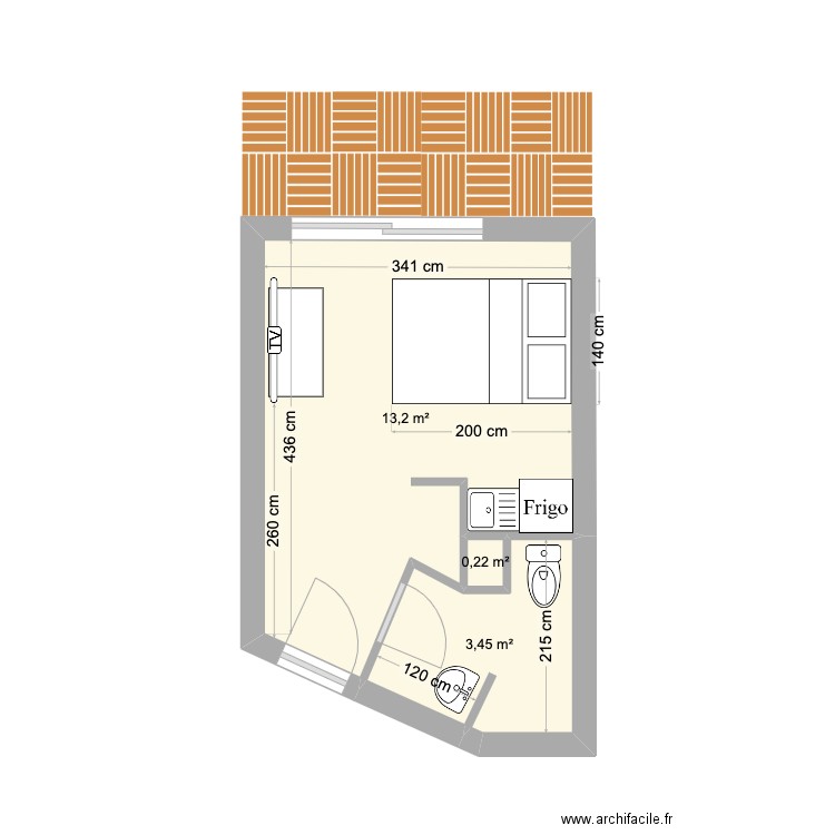 studio saint nazaire. Plan de 3 pièces et 17 m2