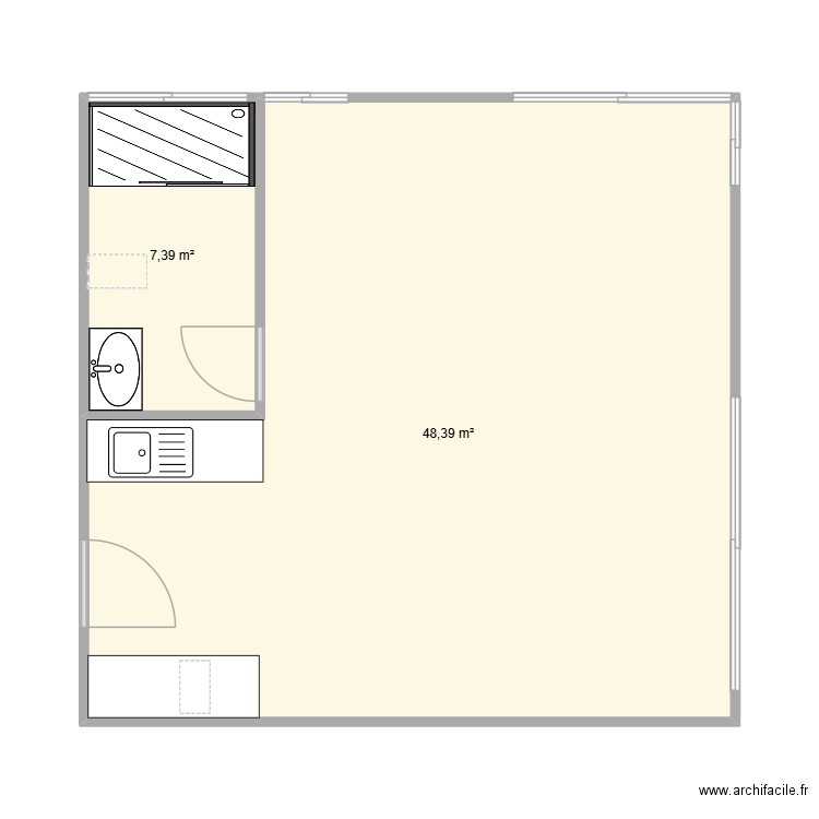 condo 2. Plan de 2 pièces et 56 m2