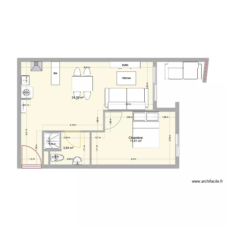 Appartement Céline. Plan de 4 et 40 m² Appartement Céline. Plan de 4 et 40 m²