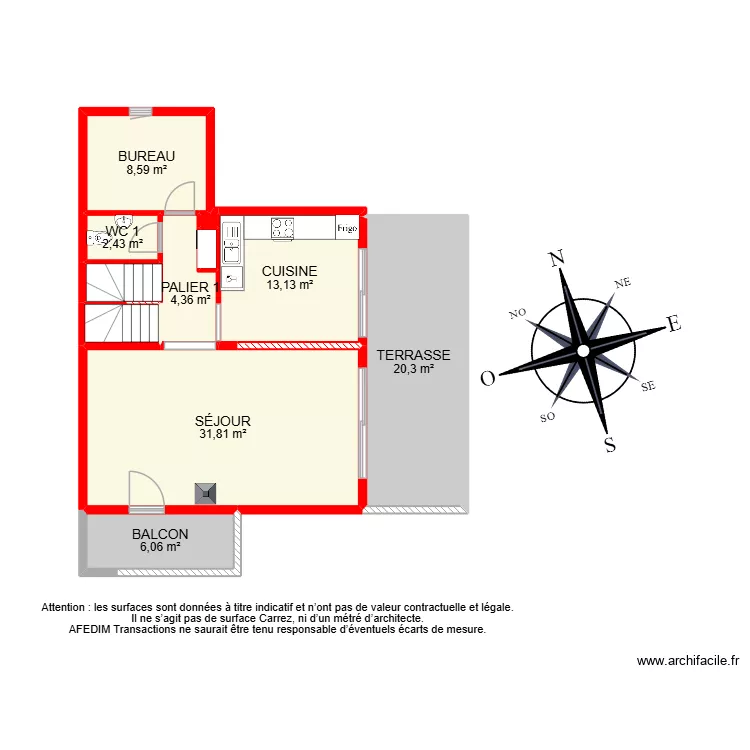 BI 35341. Plan de 25  et 209 m²