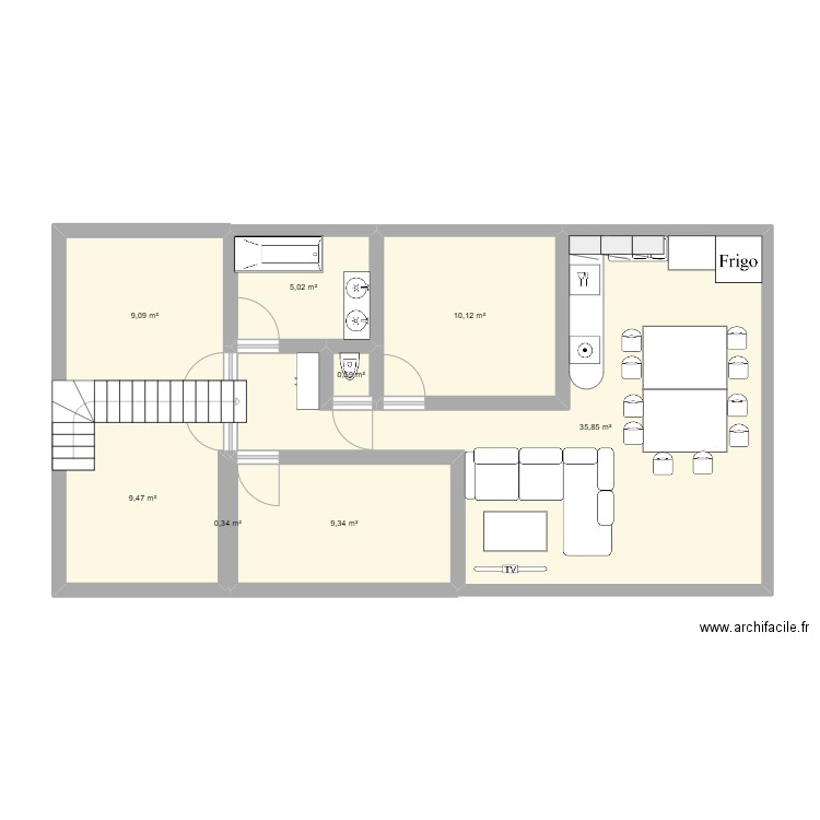 fanny. Plan de 8 pièces et 80 m2