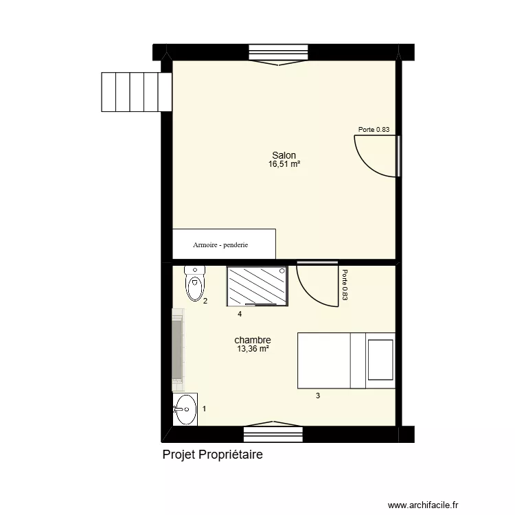Terrasson Projet propri&eacute;taire. Plan de 2  et 30 m²