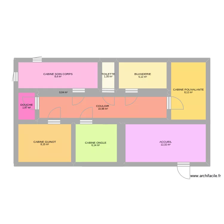 SARAH. Plan de 10  et 62 m²
