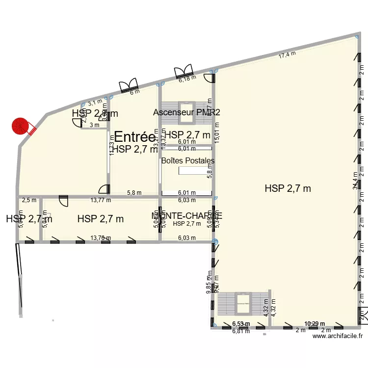 Cantine. Plan de 10  et 921 m²