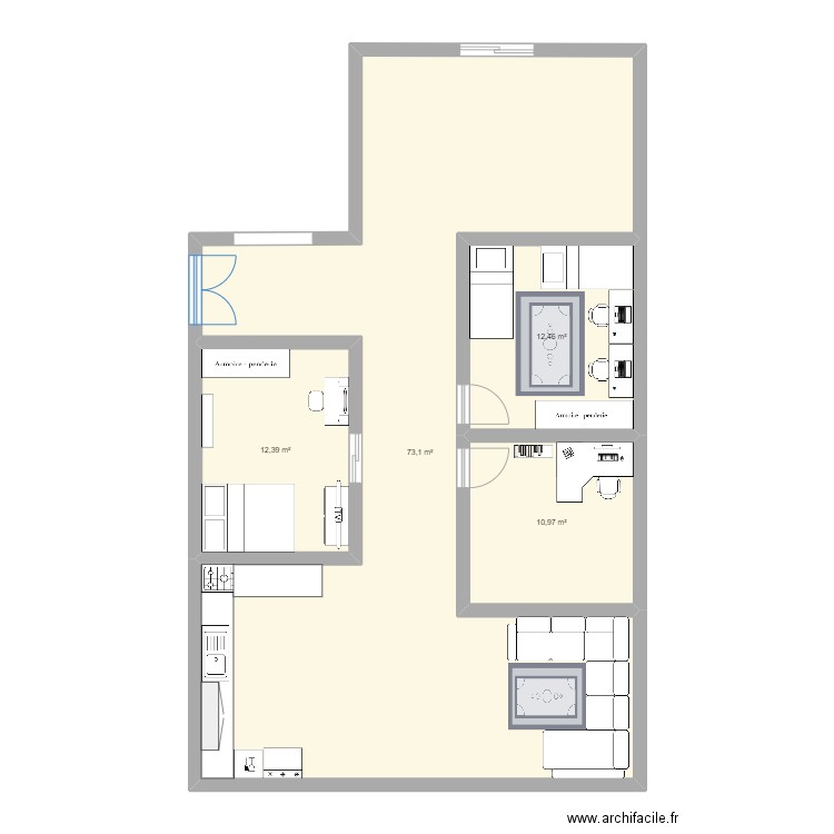 ferme. Plan de 4 pièces et 109 m2