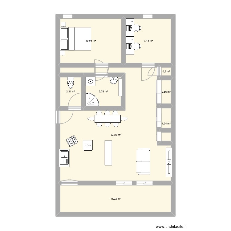 Futur appartement. Plan de 9 pièces et 70 m2