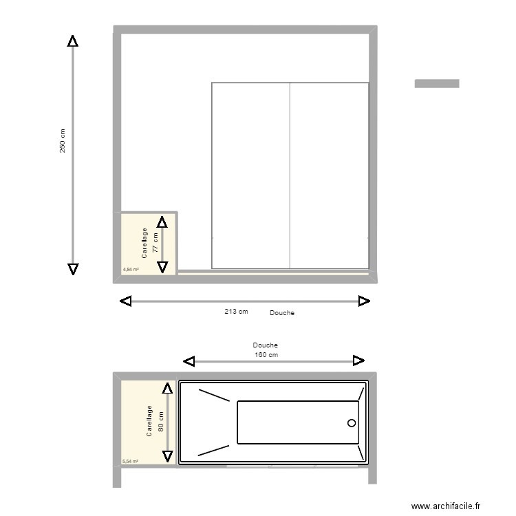 Salle de Bain Nouveaux Avril juin 2025. Plan de 2 pièces et 10 m2