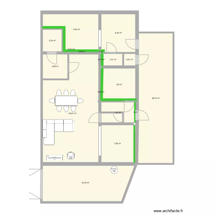 Grand chemin de messine 86 gros test. Plan de 28  et 187 m²