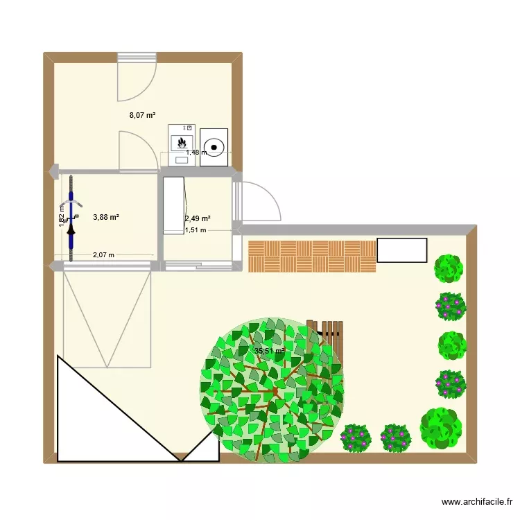 Extérieur devant 5. Plan de 4 Pièces et 50 m² Extérieur devant 5. Plan de 4 Pièces et 50 m²