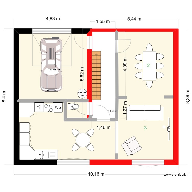 plan01. Plan de 2 pièces et 63 m2
