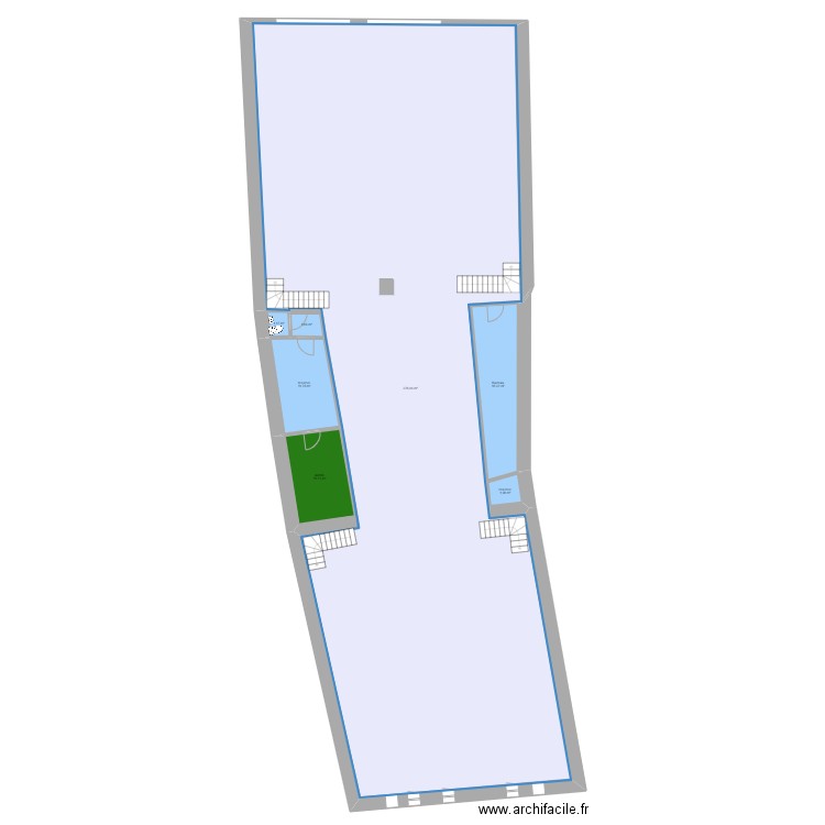 bazar. Plan de 15 pièces et 545 m2