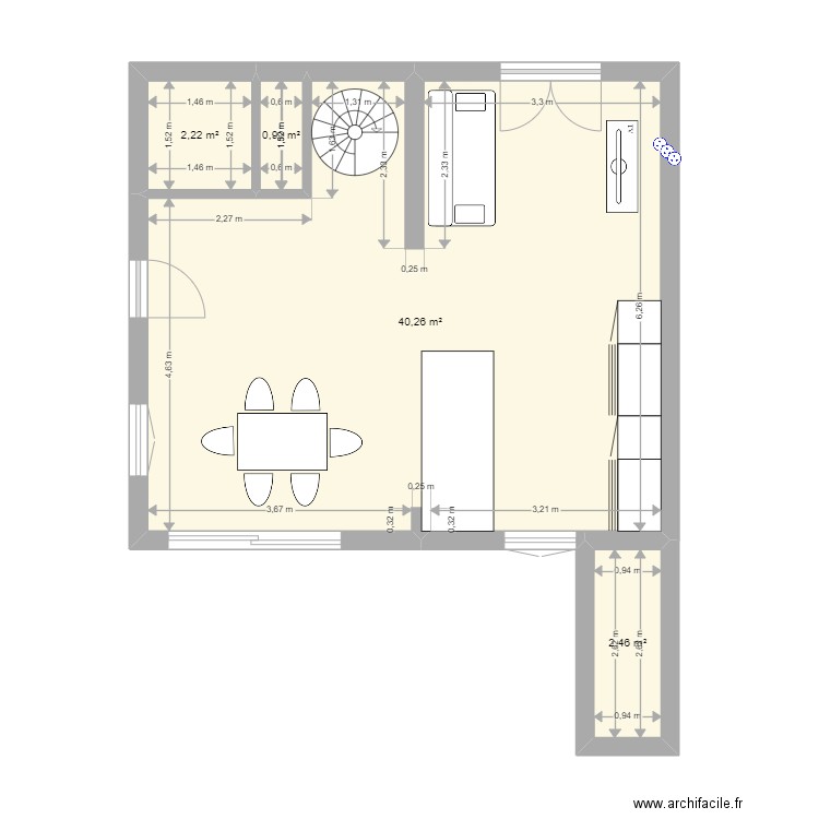 maison 2 intérieur REV2. Plan de 8 pièces et 90 m2
