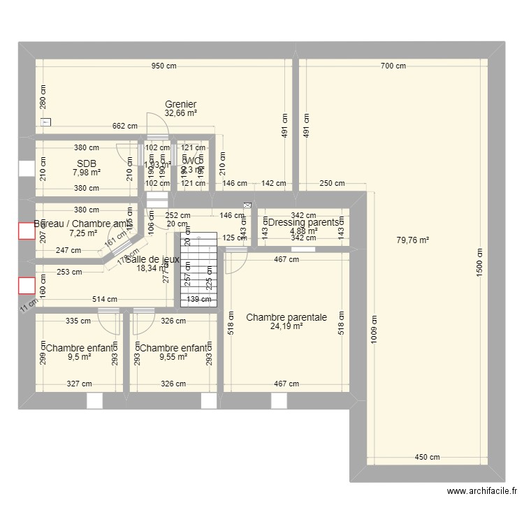 Etage - Réagencement. Plan de 0 pièce et 0 m2