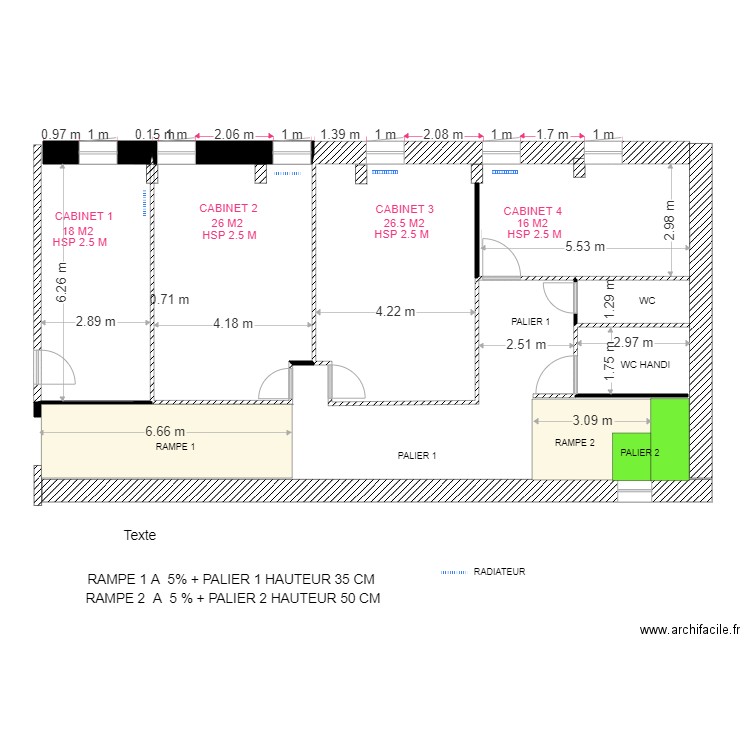 ETAGE  2  MAISON SANTE 10. Plan de 1 pièce et 26 m2