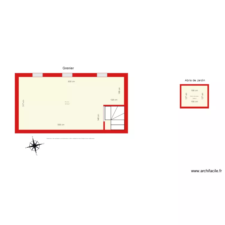 BI 3991 grenier abris cot&eacute;. Plan de 