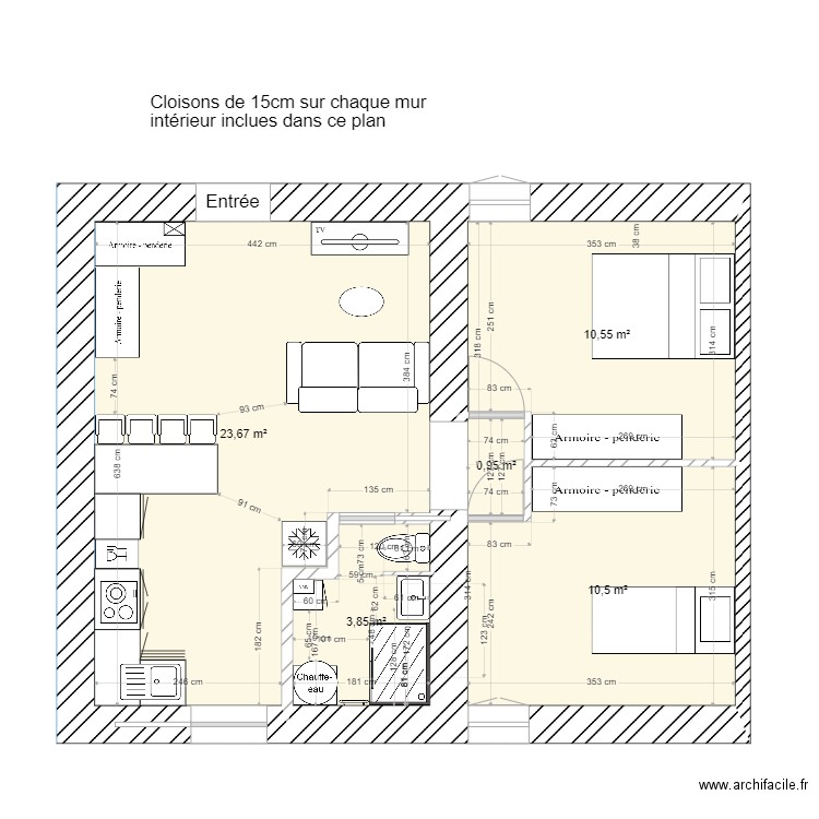 La gob 71. Plan de 5 pièces et 50 m2