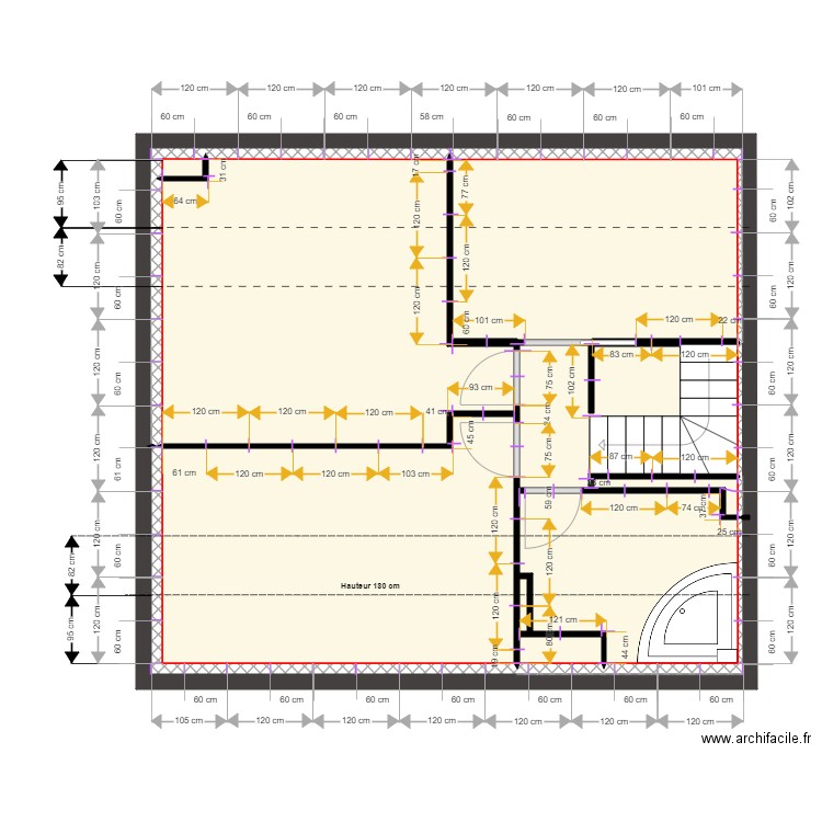 Maison 1er étage PLACO mur extérieur. Plan de 0 pièce et 0 m2