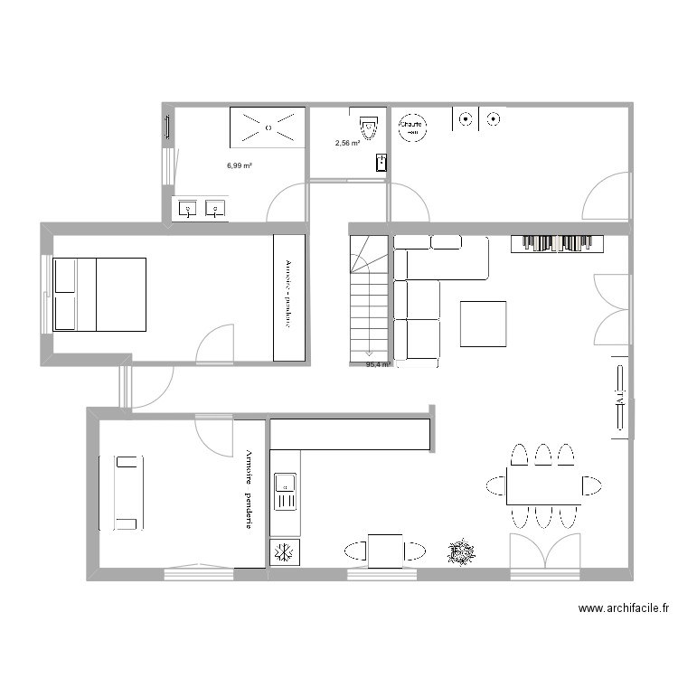 Lamballe armor. Plan de 3 pièces et 105 m2