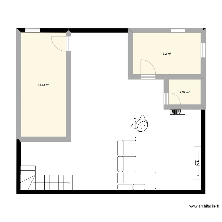 la maison. Plan de 3 pièces et 24 m2