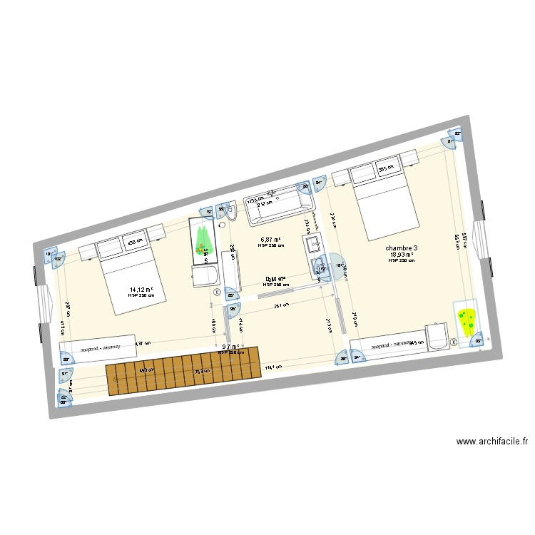 Gîte N°2 PMR. Plan de 7 pièces et 176 m2