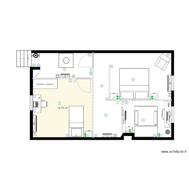 Etage Montmarault. Plan de 1 pièce et 13 m2