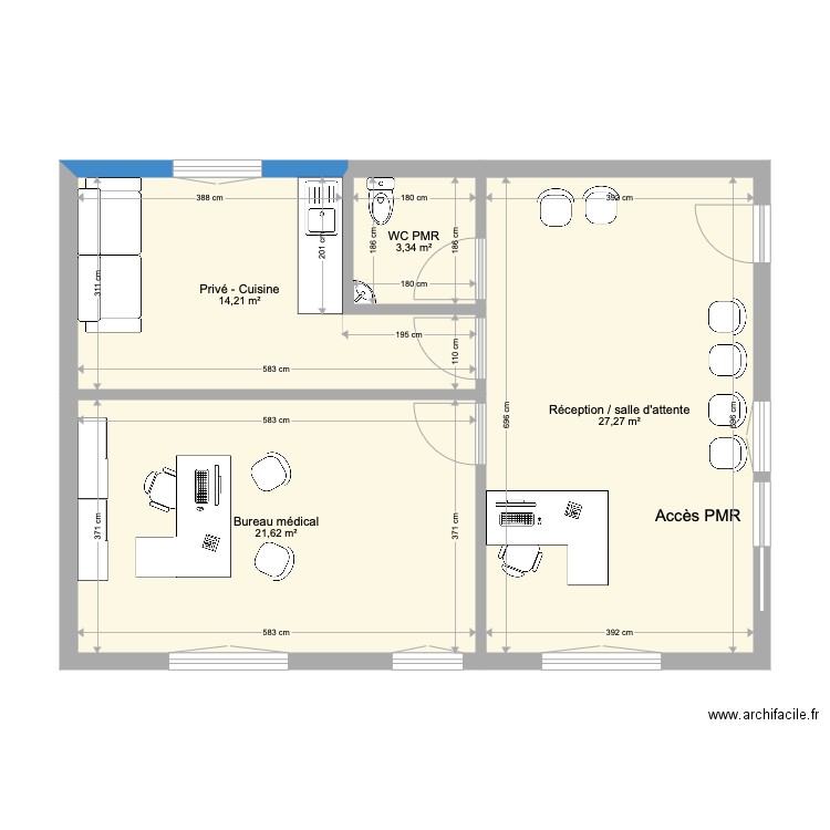 OZOIRWZ. Plan de 4 pièces et 66 m2