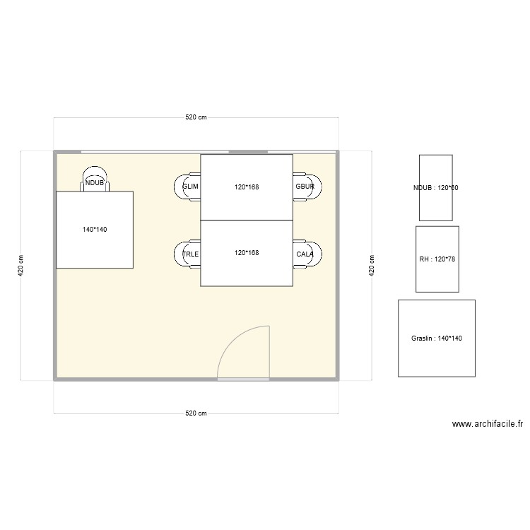 Graslin. Plan de 1 pièce et 21 m2