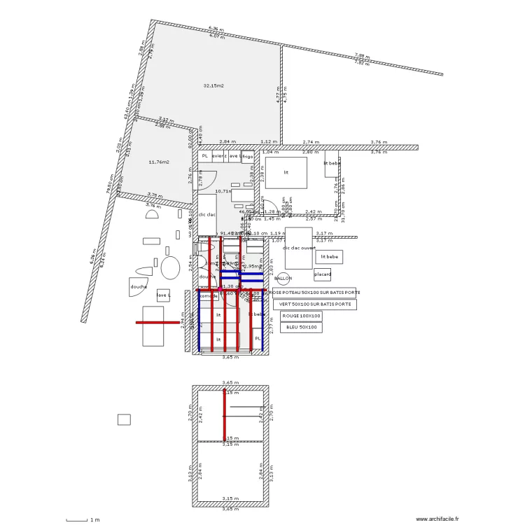 ruoms planch&eacute;   ministudio. Plan de 