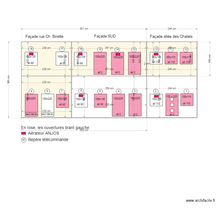 Portes et fenêtres. Plan de 0 pièce et 0 m2