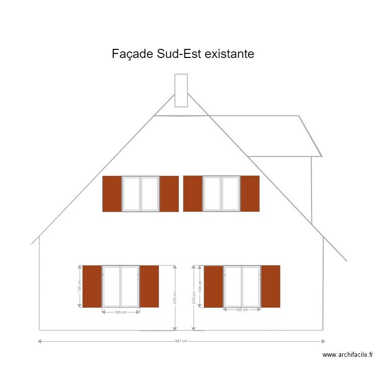 Facade SE existante. Plan de 0 pièce et 0 m2